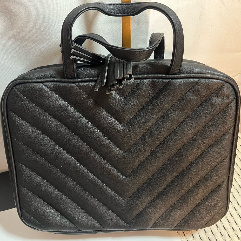 Black Quilted Handbag with Tassel
